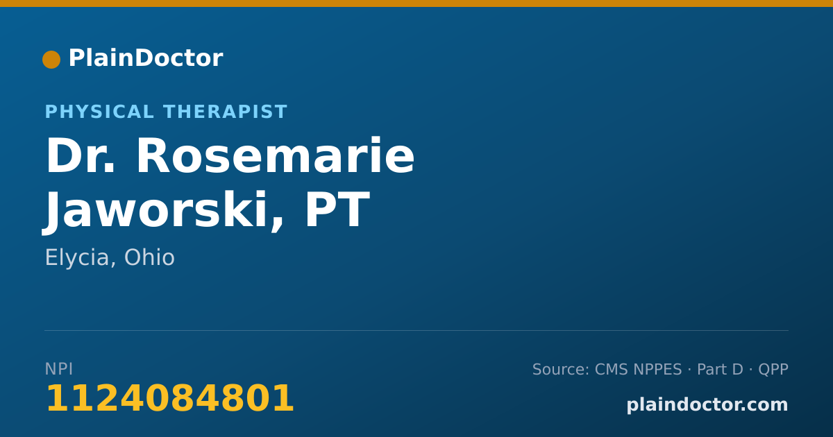 Shareable card for Rosemarie Jaworski, PT - Physical Therapist, Elycia, OH
