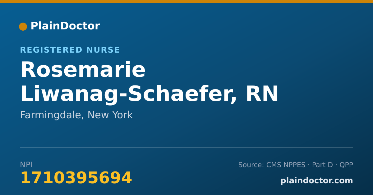 Shareable card for Rosemarie Liwanag-Schaefer, RN - Registered Nurse, Farmingdale, NY