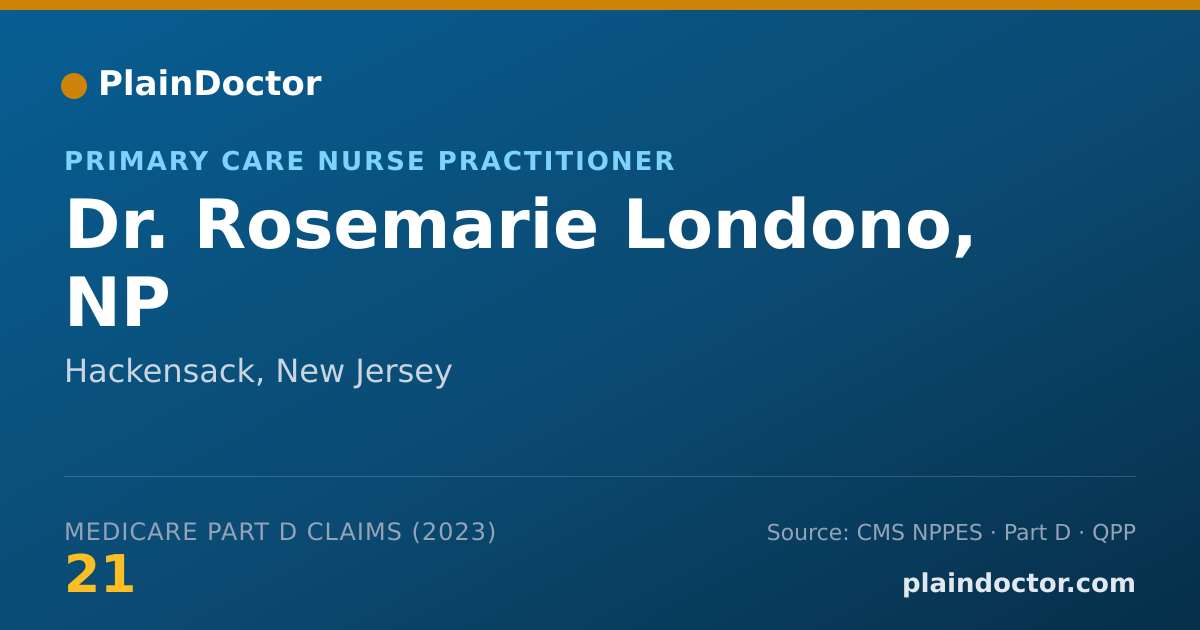 Shareable card for Rosemarie Londono, NP - Primary Care Nurse Practitioner, Hackensack, NJ