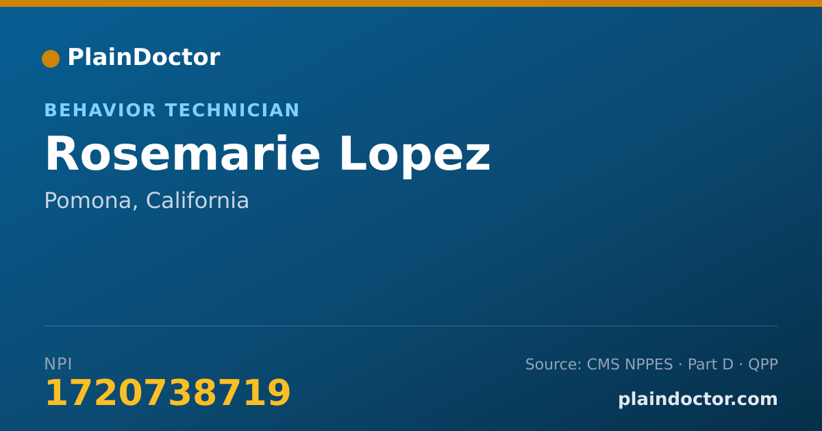 Shareable card for Rosemarie Lopez - Behavior Technician, Pomona, CA