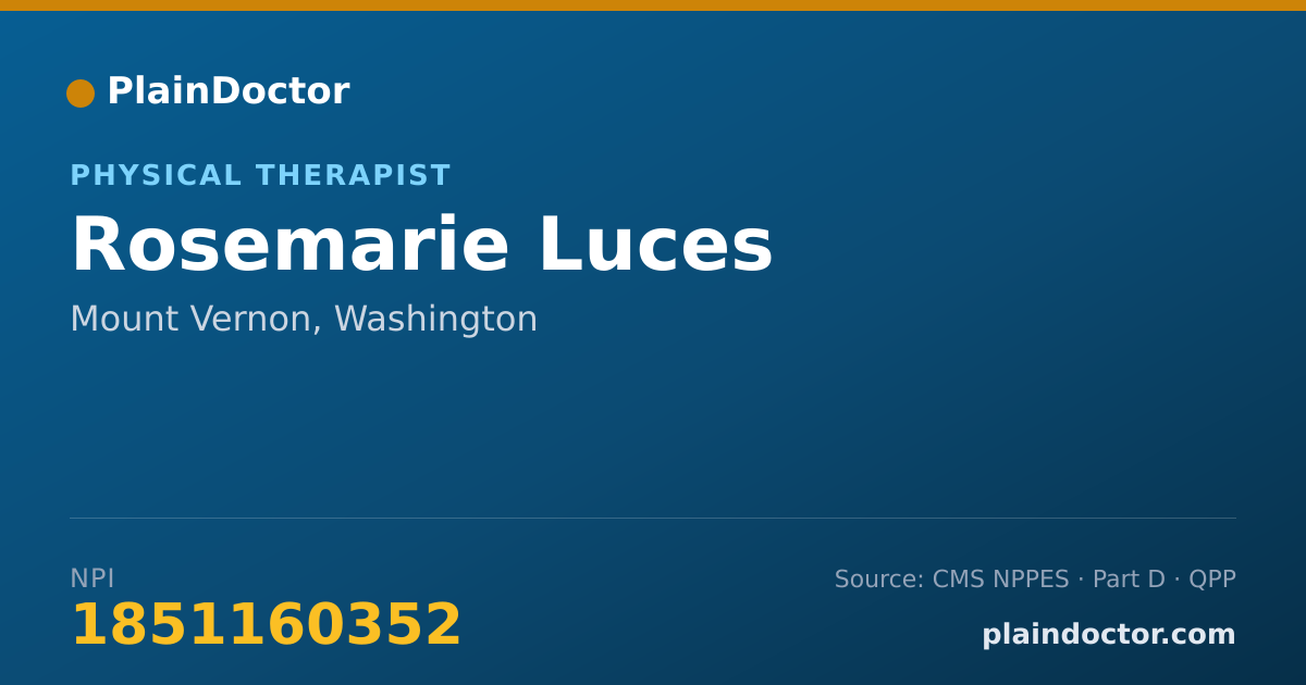 Shareable card for Rosemarie Luces - Physical Therapist, Mount Vernon, WA