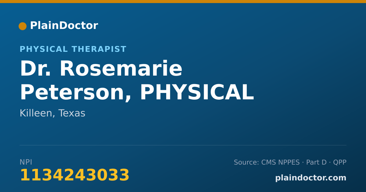 Shareable card for Rosemarie Peterson, PHYSICAL THERAPIST - Physical Therapist, Killeen, TX