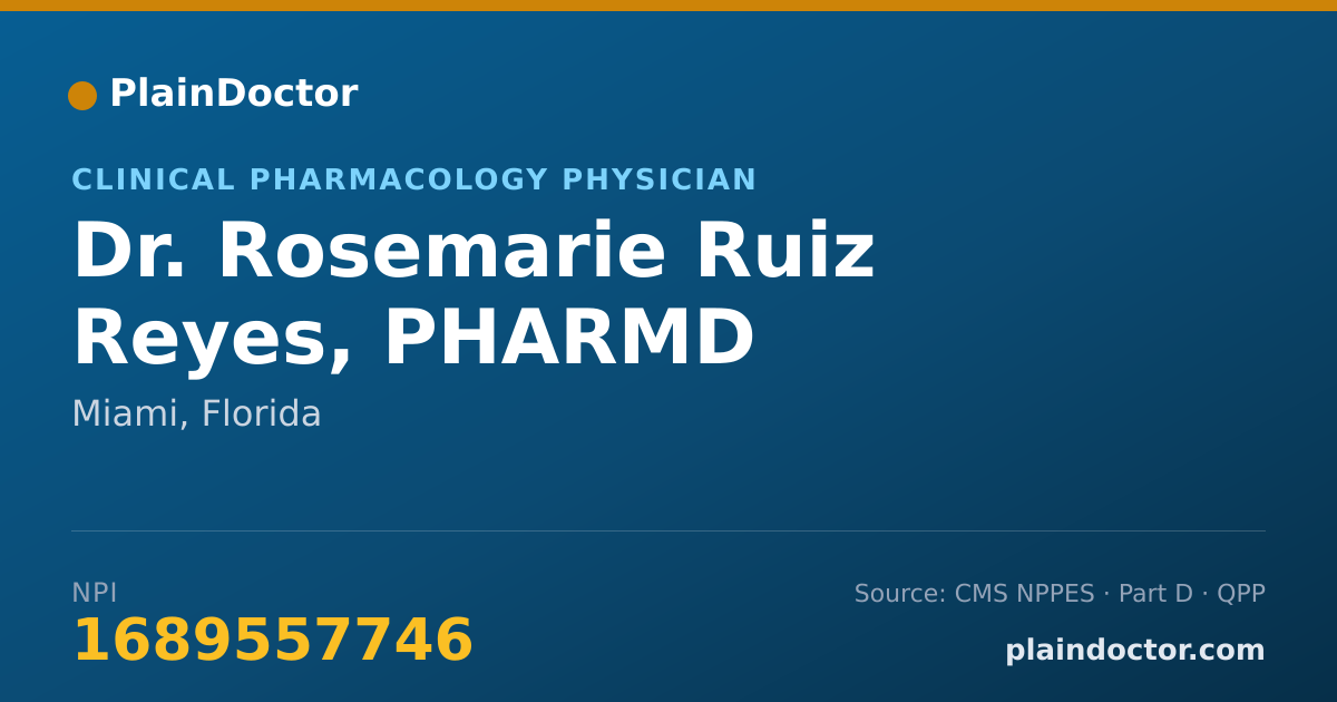 Shareable card for Rosemarie Ruiz Reyes, PHARMD - Clinical Pharmacology Physician, Miami, FL