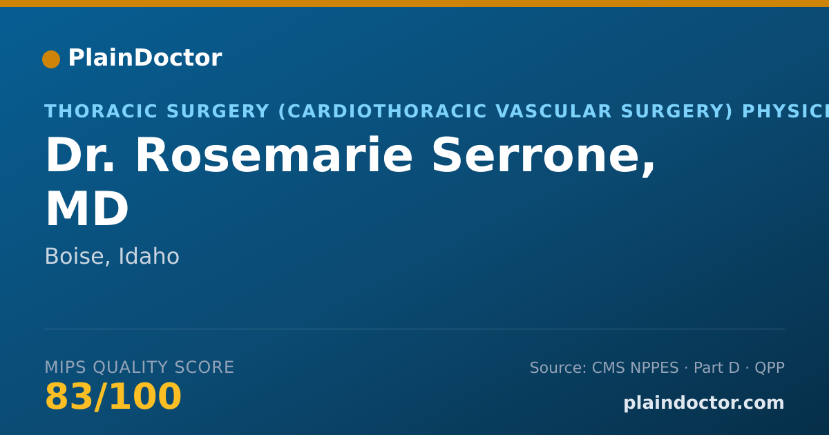 Shareable card for Rosemarie Serrone, MD - Thoracic Surgery (Cardiothoracic Vascular Surgery) Physician, Boise, ID