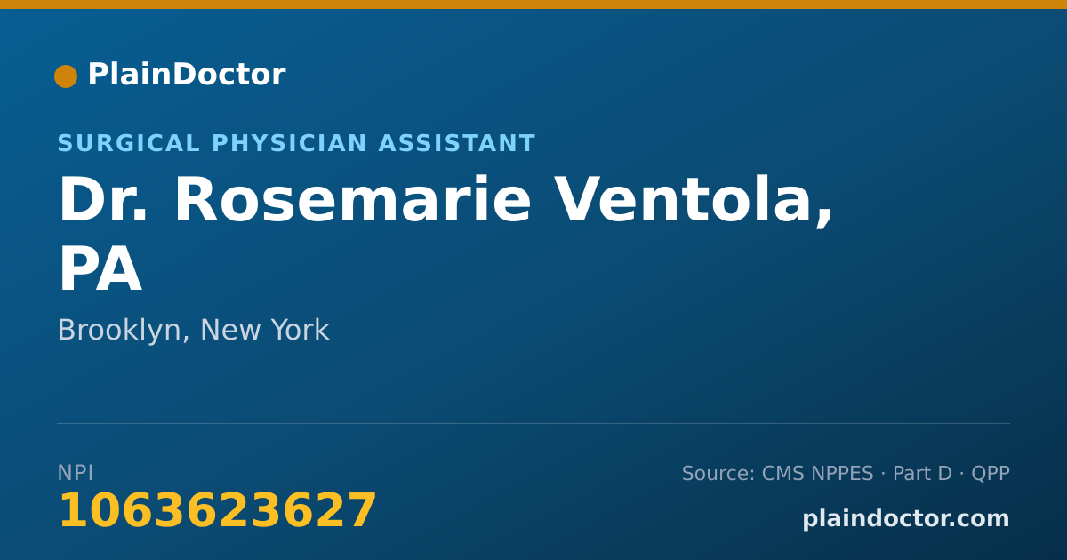 Shareable card for Rosemarie Ventola, PA - Surgical Physician Assistant, Brooklyn, NY