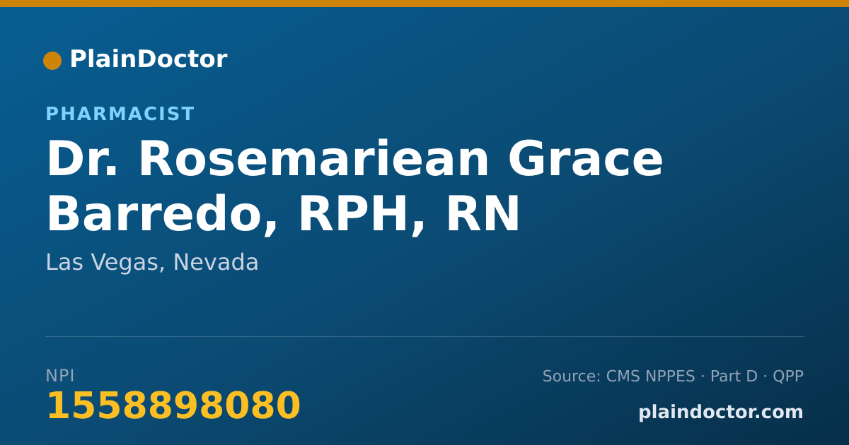Shareable card for Rosemariean Grace Barredo, RPH, RN - Pharmacist, Las Vegas, NV