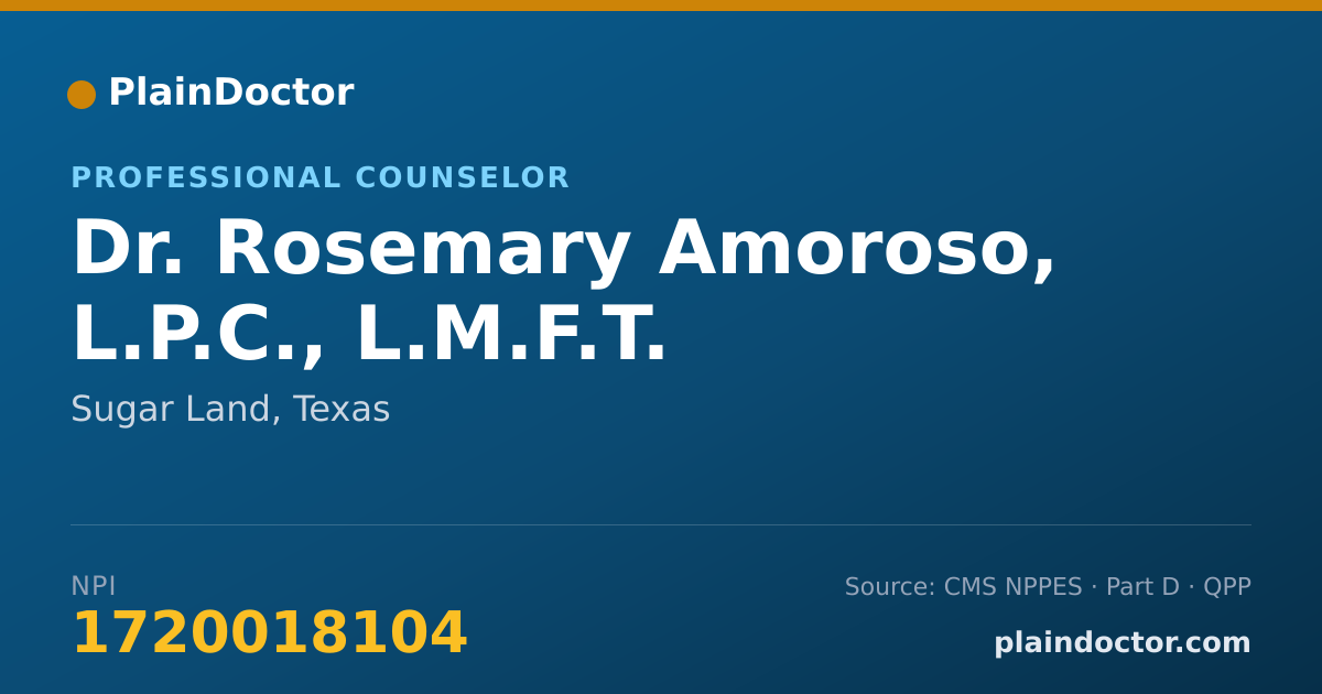 Shareable card for Rosemary Amoroso, L.P.C., L.M.F.T. - Professional Counselor, Sugar Land, TX