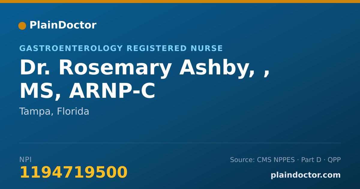 Shareable card for Rosemary Ashby, , MS, ARNP-C - Gastroenterology Registered Nurse, Tampa, FL