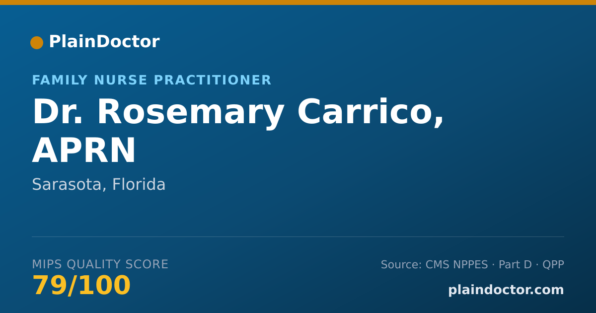 Shareable card for Rosemary Carrico, APRN - Family Nurse Practitioner, Sarasota, FL