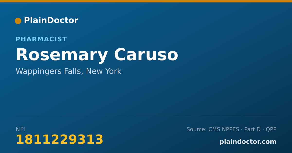 Shareable card for Rosemary Caruso - Pharmacist, Wappingers Falls, NY