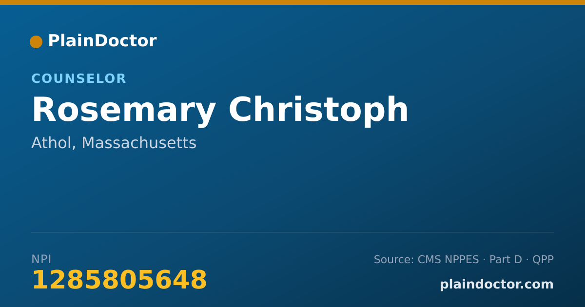 Shareable card for Rosemary Christoph - Counselor, Athol, MA