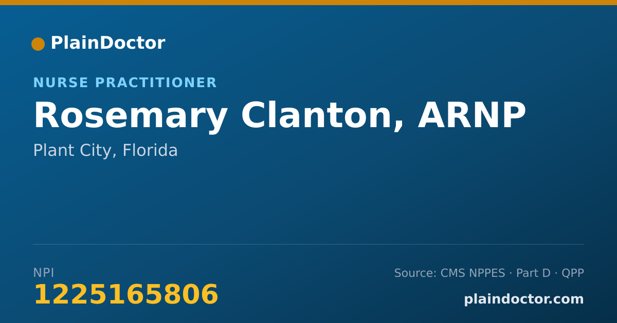 Shareable card for Rosemary Clanton, ARNP - Nurse Practitioner, Plant City, FL