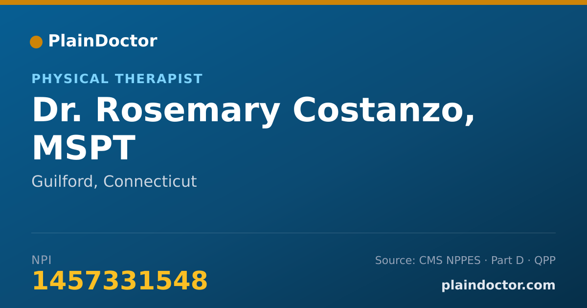 Shareable card for Rosemary Costanzo, MSPT - Physical Therapist, Guilford, CT