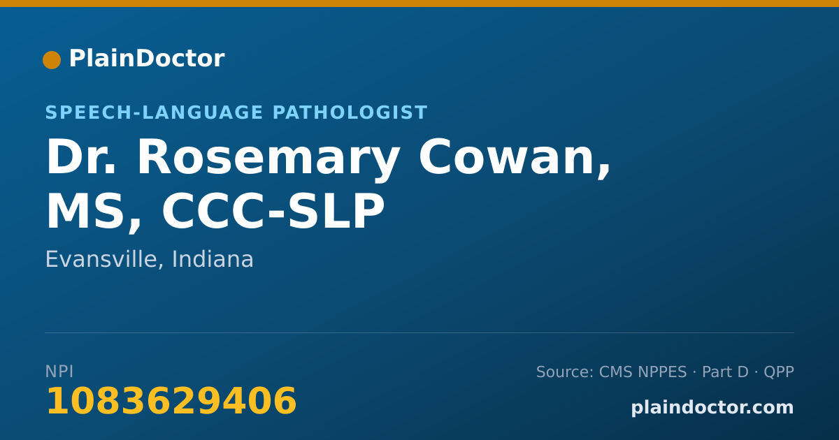 Shareable card for Rosemary Cowan, MS, CCC-SLP - Speech-Language Pathologist, Evansville, IN