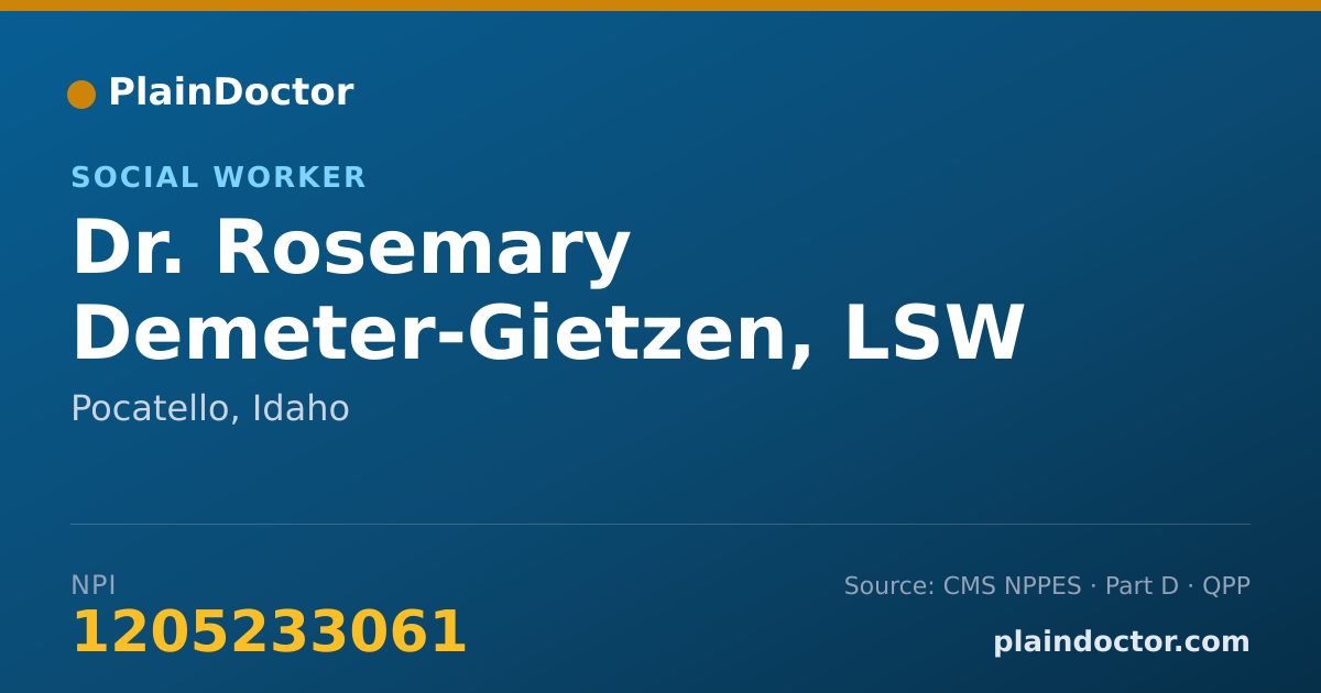 Shareable card for Rosemary Demeter-Gietzen, LSW - Social Worker, Pocatello, ID