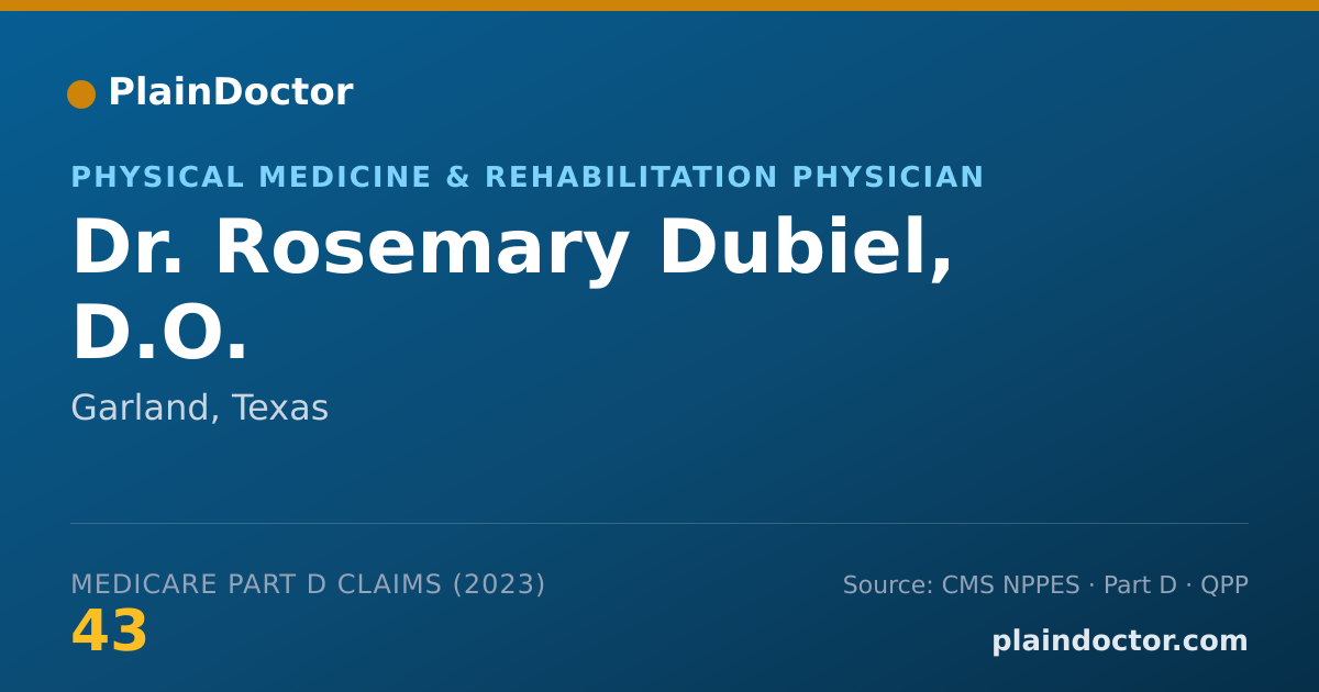 Shareable card for Rosemary Dubiel, D.O. - Physical Medicine & Rehabilitation Physician, Garland, TX
