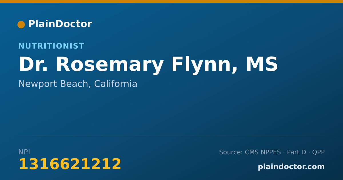 Shareable card for Rosemary Flynn, MS - Nutritionist, Newport Beach, CA