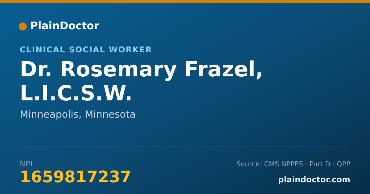 Shareable card for Rosemary Frazel, L.I.C.S.W. - Clinical Social Worker, Minneapolis, MN