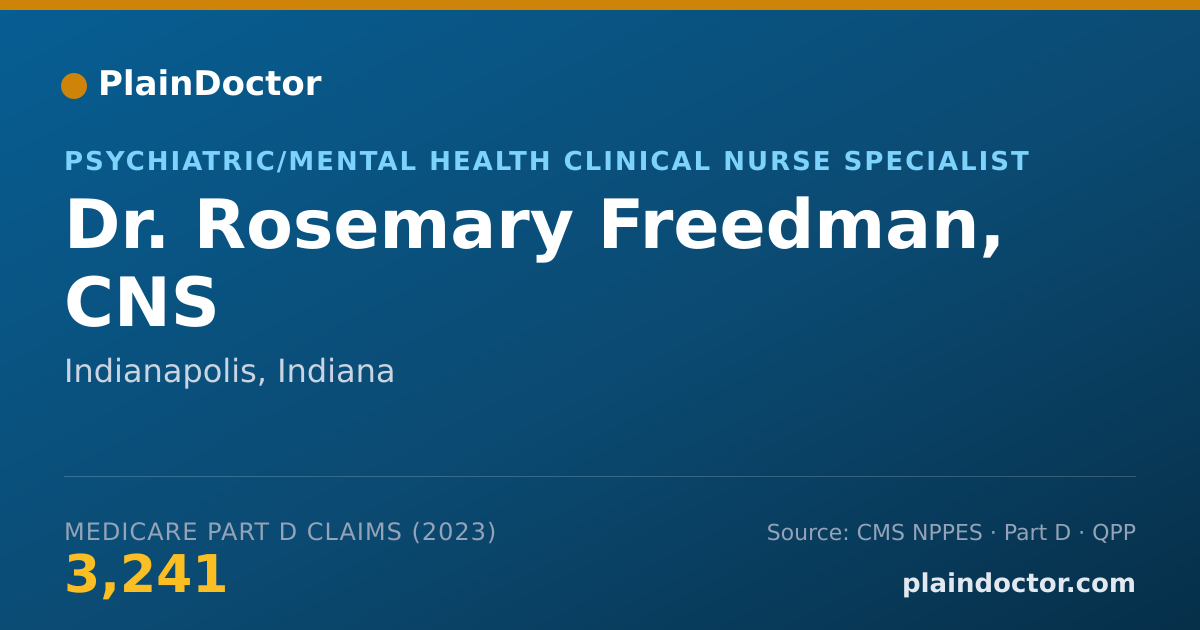 Shareable card for Rosemary Freedman, CNS - Psychiatric/Mental Health Clinical Nurse Specialist, Indianapolis, IN
