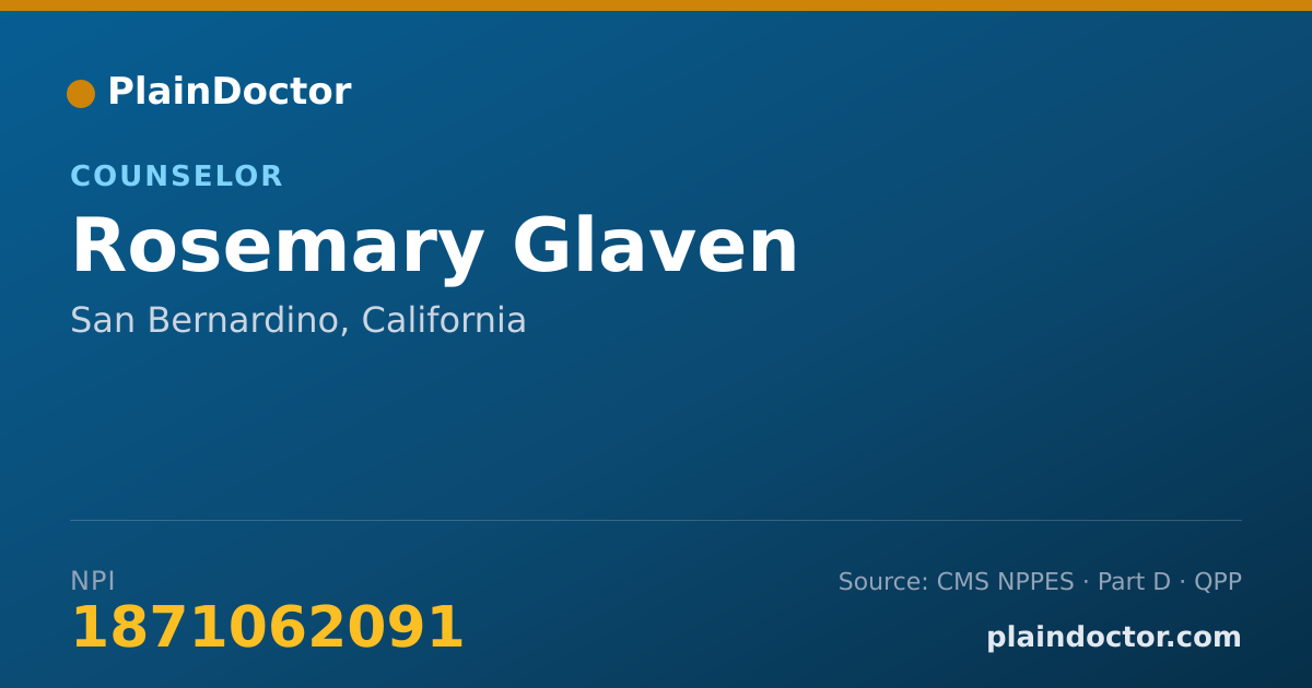 Shareable card for Rosemary Glaven - Counselor, San Bernardino, CA