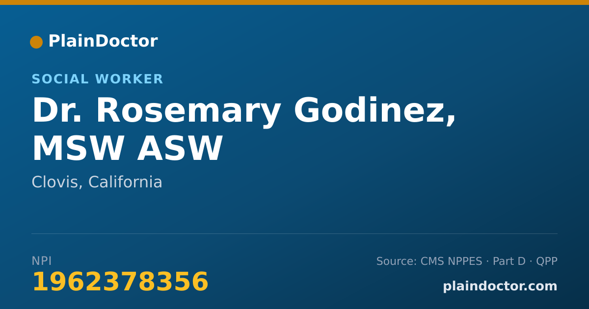 Shareable card for Rosemary Godinez, MSW ASW - Social Worker, Clovis, CA
