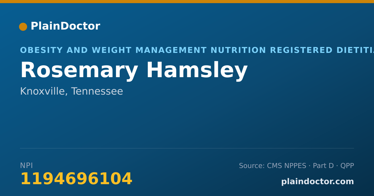 Shareable card for Rosemary Hamsley - Obesity and Weight Management Nutrition Registered Dietitian, Knoxville, TN