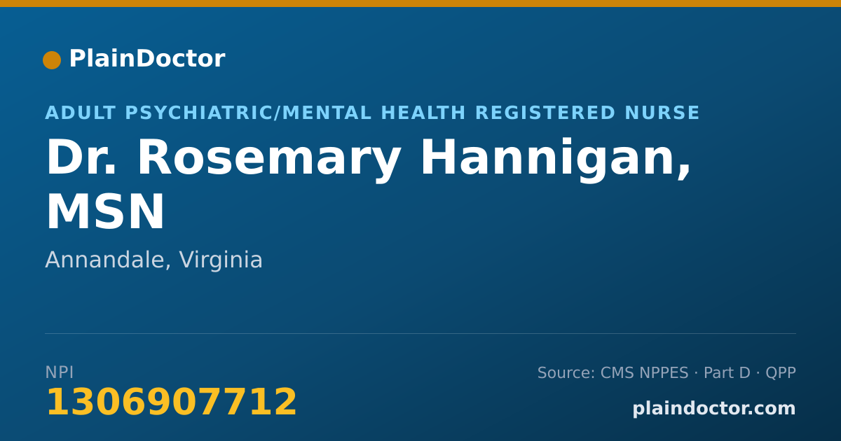 Shareable card for Rosemary Hannigan, MSN - Adult Psychiatric/Mental Health Registered Nurse, Annandale, VA