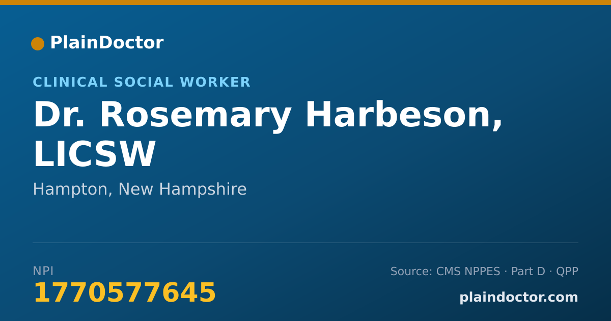 Shareable card for Rosemary Harbeson, LICSW - Clinical Social Worker, Hampton, NH