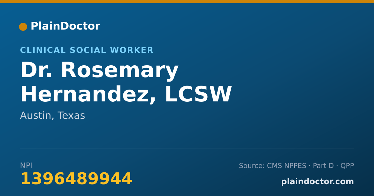 Shareable card for Rosemary Hernandez, LCSW - Clinical Social Worker, Austin, TX