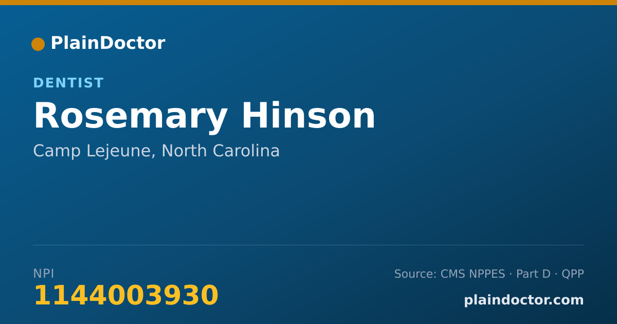 Shareable card for Rosemary Hinson - Dentist, Camp Lejeune, NC