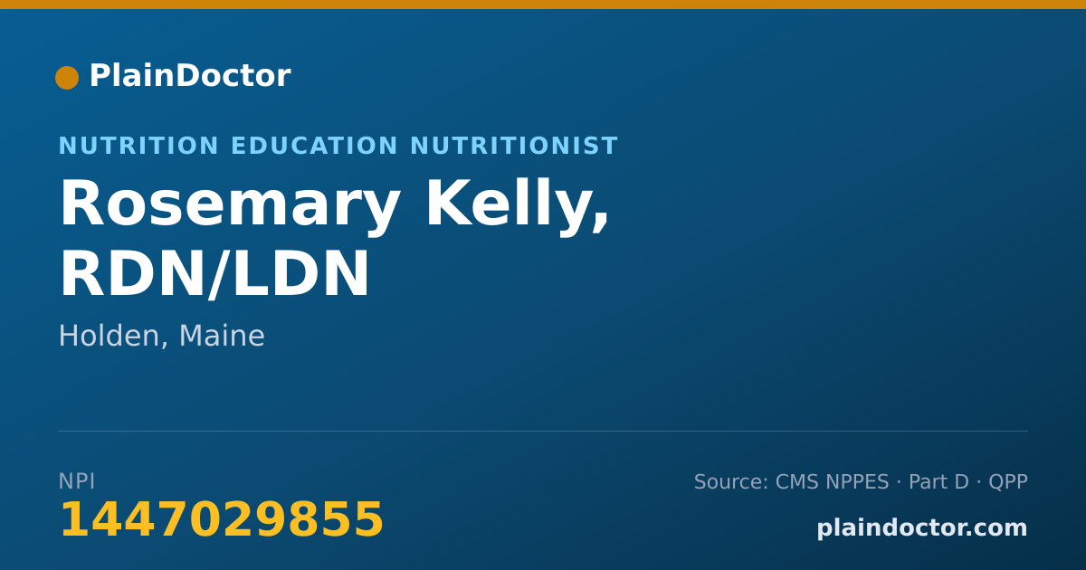 Shareable card for Rosemary Kelly, RDN/LDN - Nutrition Education Nutritionist, Holden, ME