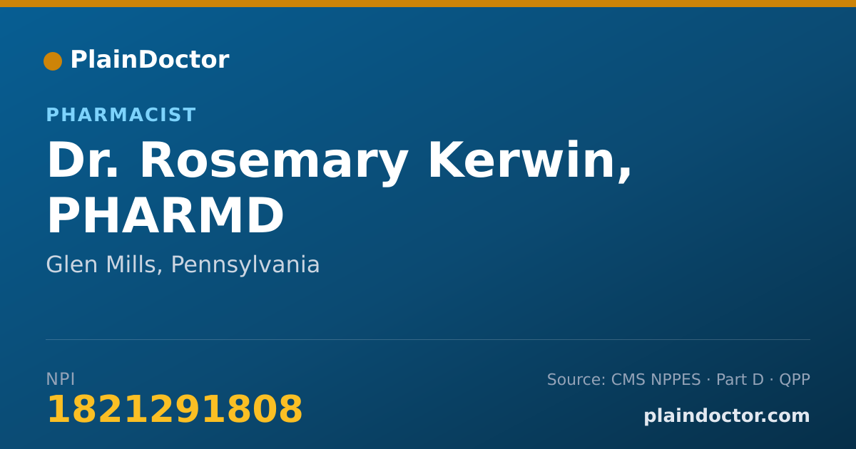 Shareable card for Rosemary Kerwin, PHARMD - Pharmacist, Glen Mills, PA
