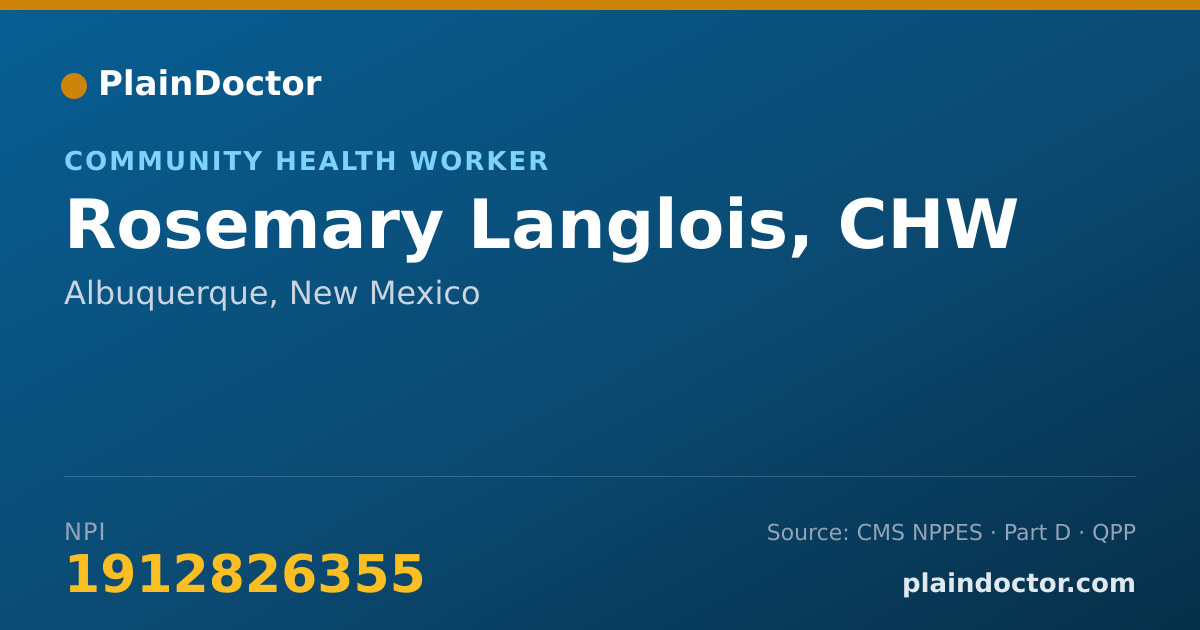 Shareable card for Rosemary Langlois, CHW - Community Health Worker, Albuquerque, NM