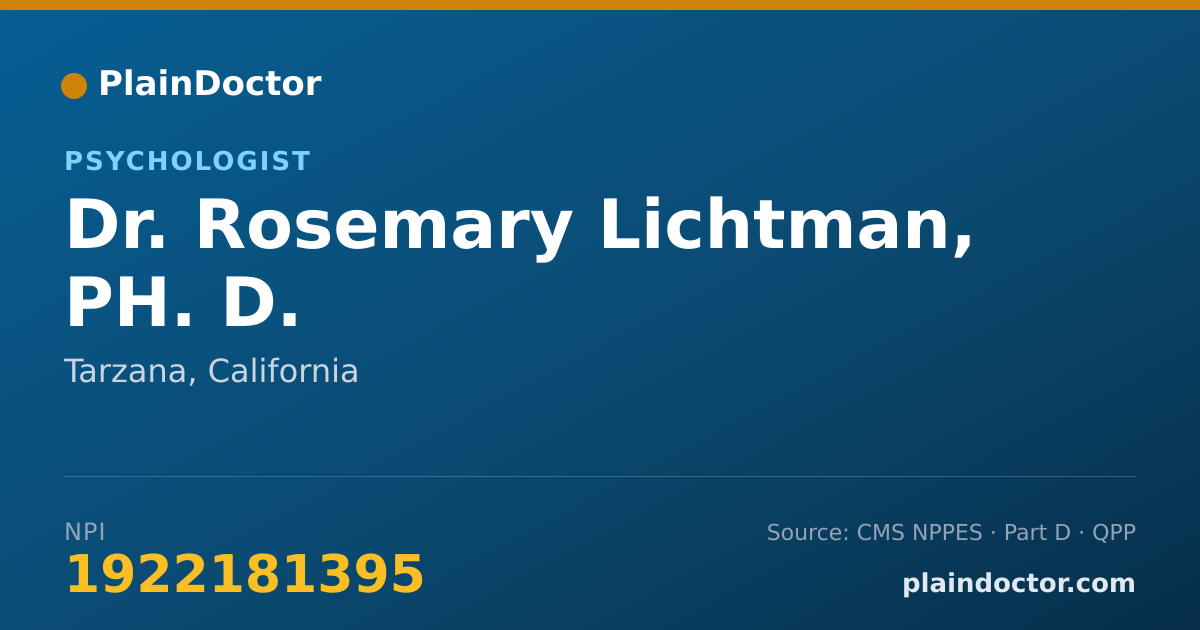 Shareable card for Rosemary Lichtman, PH. D. - Psychologist, Tarzana, CA