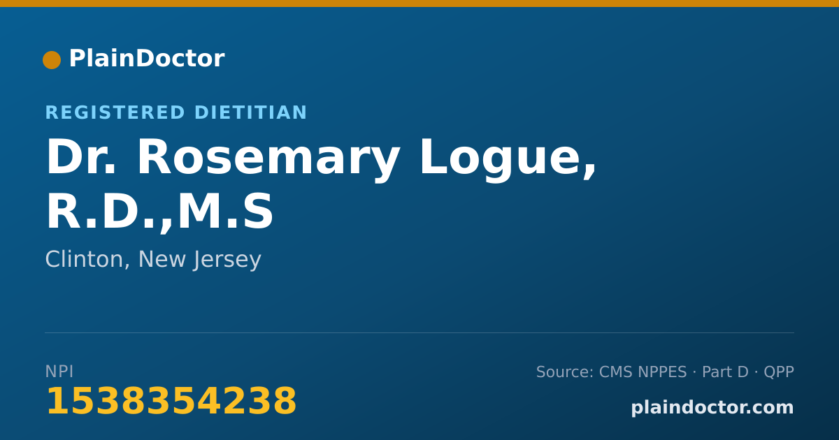 Shareable card for Rosemary Logue, R.D.,M.S - Registered Dietitian, Clinton, NJ