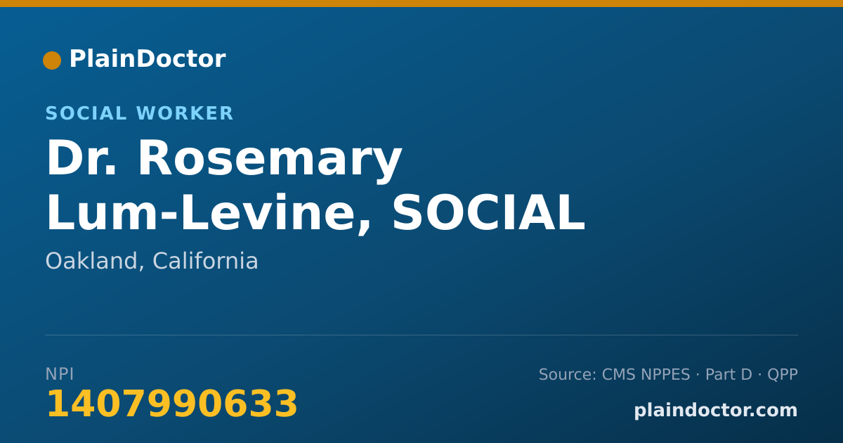 Shareable card for Rosemary Lum-Levine, SOCIAL WORKER - Social Worker, Oakland, CA