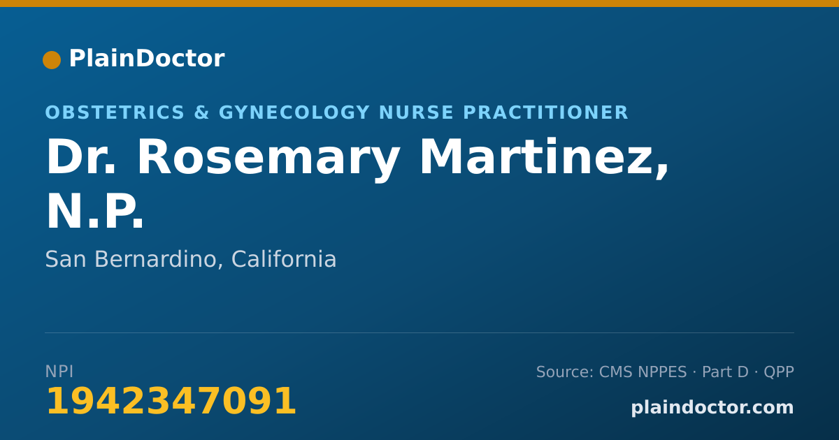 Shareable card for Rosemary Martinez, N.P. - Obstetrics & Gynecology Nurse Practitioner, San Bernardino, CA