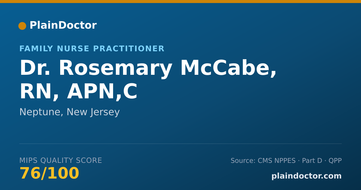 Shareable card for Rosemary McCabe, RN, APN,C - Family Nurse Practitioner, Neptune, NJ