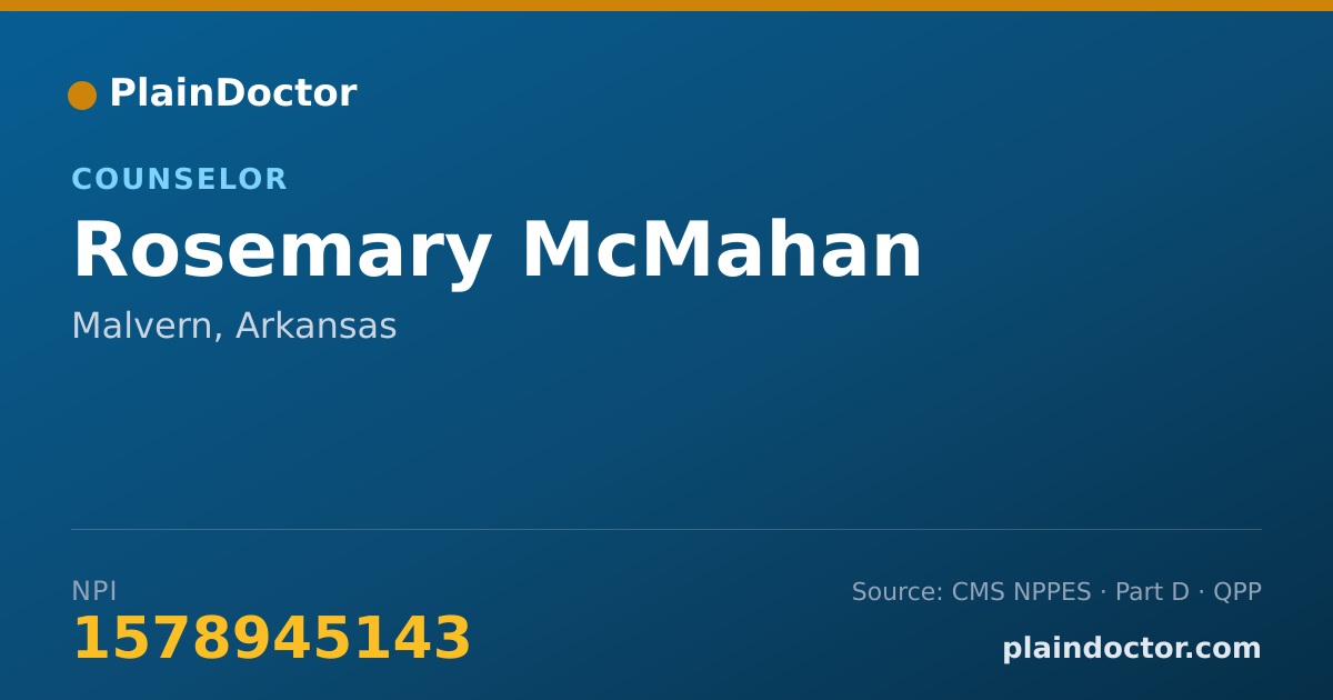 Shareable card for Rosemary McMahan - Counselor, Malvern, AR