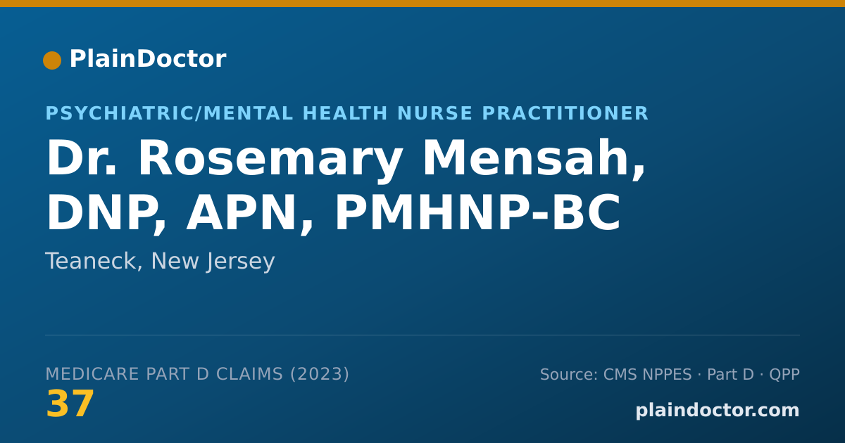Shareable card for Rosemary Mensah, DNP, APN, PMHNP-BC - Psychiatric/Mental Health Nurse Practitioner, Teaneck, NJ