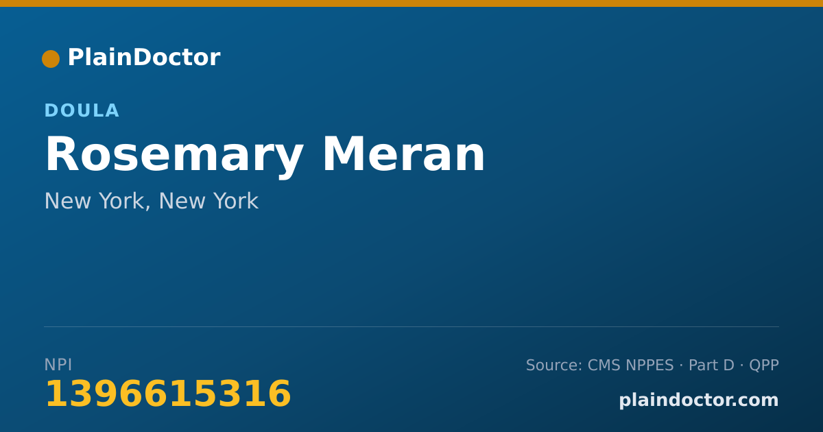 Shareable card for Rosemary Meran - Doula, New York, NY