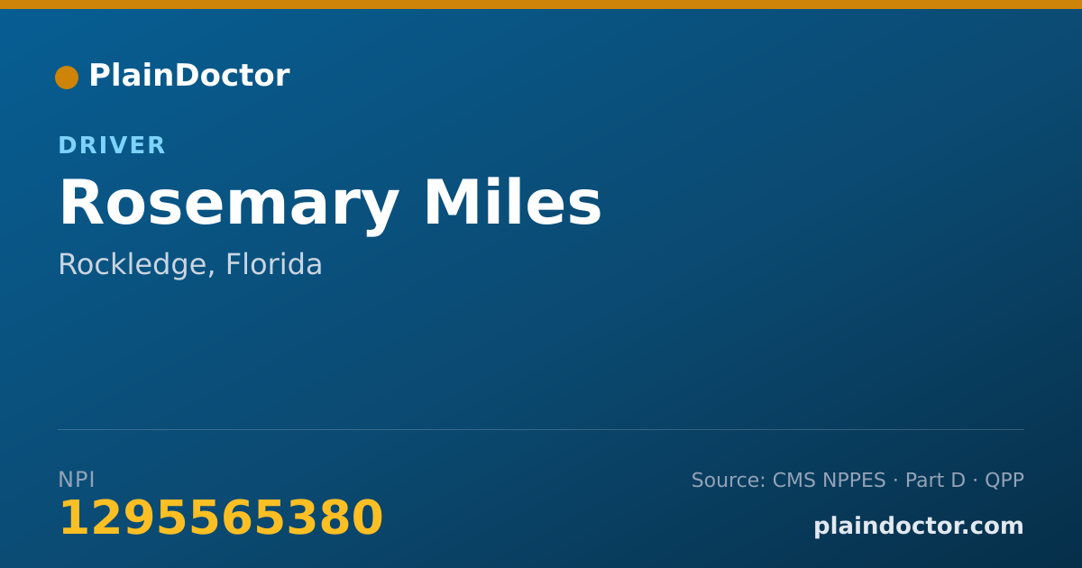 Shareable card for Rosemary Miles - Driver, Rockledge, FL