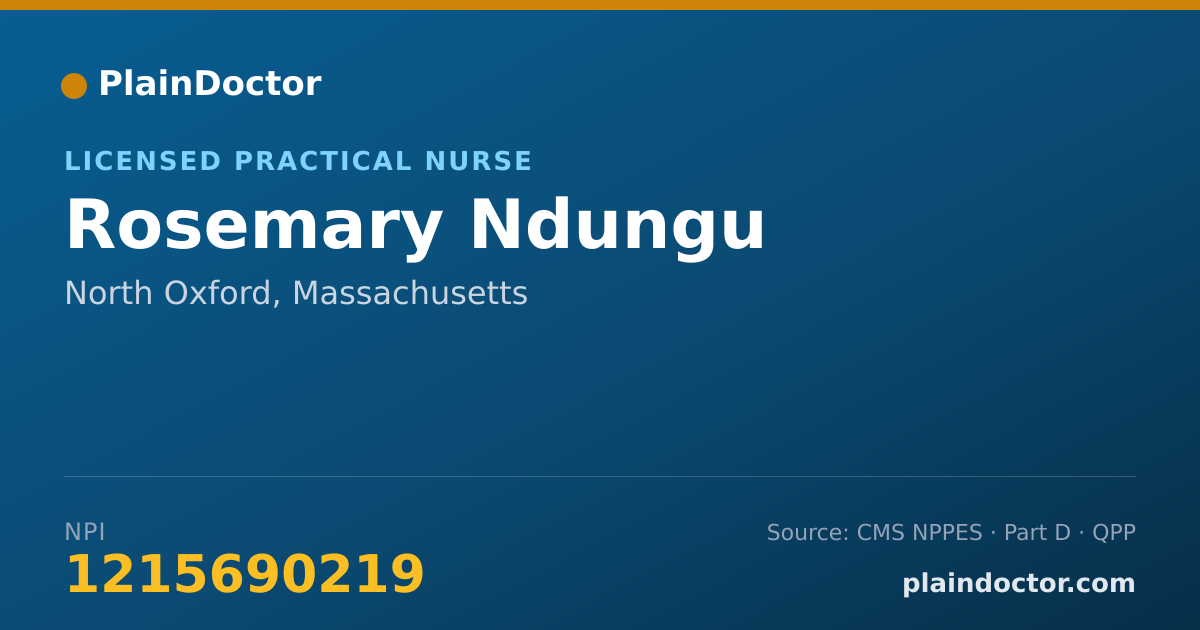 Shareable card for Rosemary Ndungu - Licensed Practical Nurse, North Oxford, MA