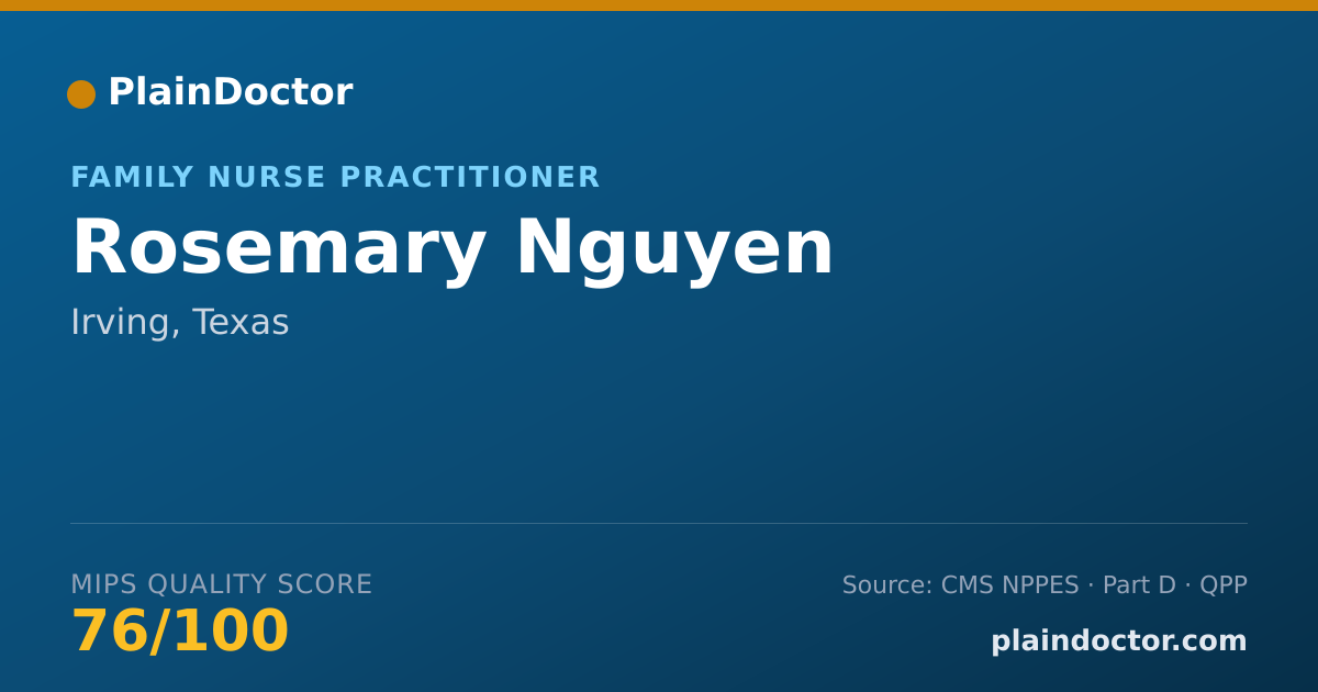 Shareable card for Rosemary Nguyen - Family Nurse Practitioner, Irving, TX
