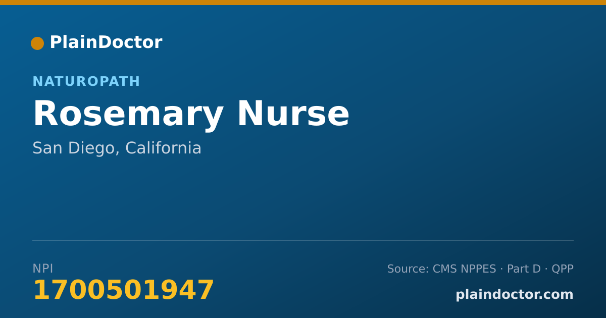 Shareable card for Rosemary Nurse - Naturopath, San Diego, CA