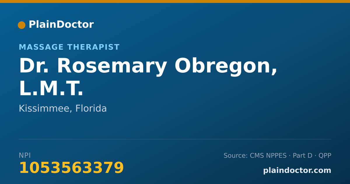 Shareable card for Rosemary Obregon, L.M.T. - Massage Therapist, Kissimmee, FL
