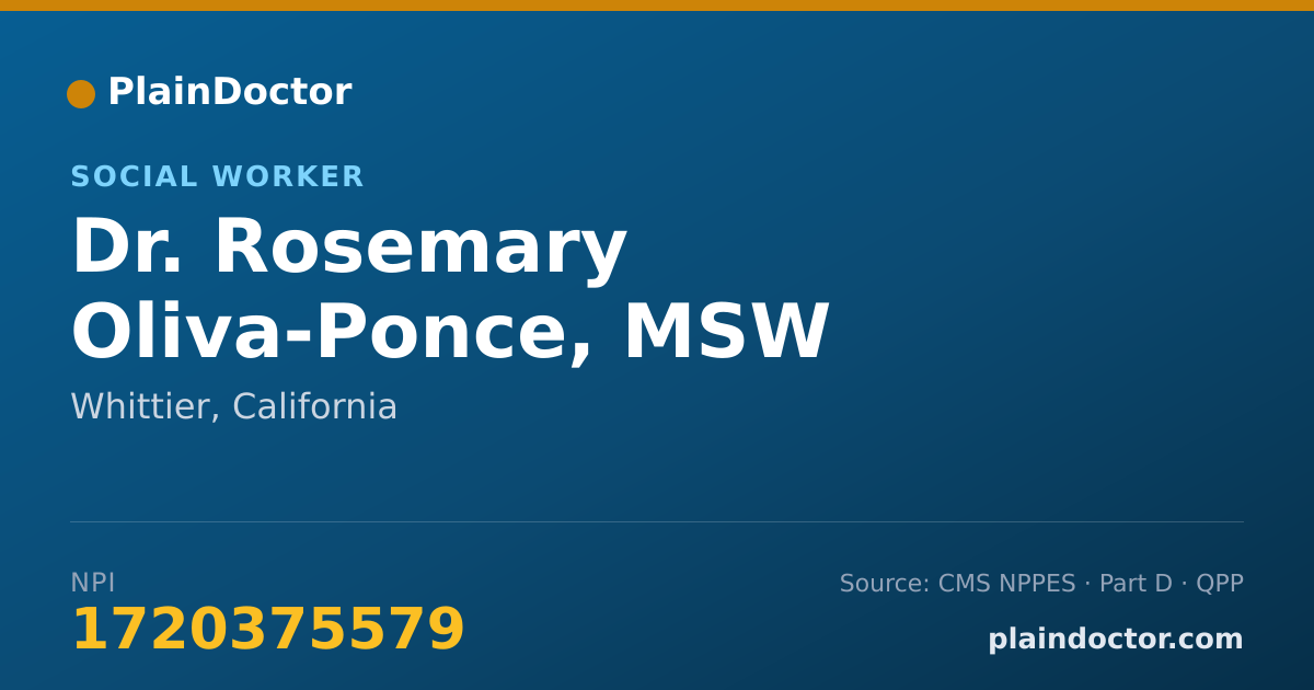 Shareable card for Rosemary Oliva-Ponce, MSW - Social Worker, Whittier, CA