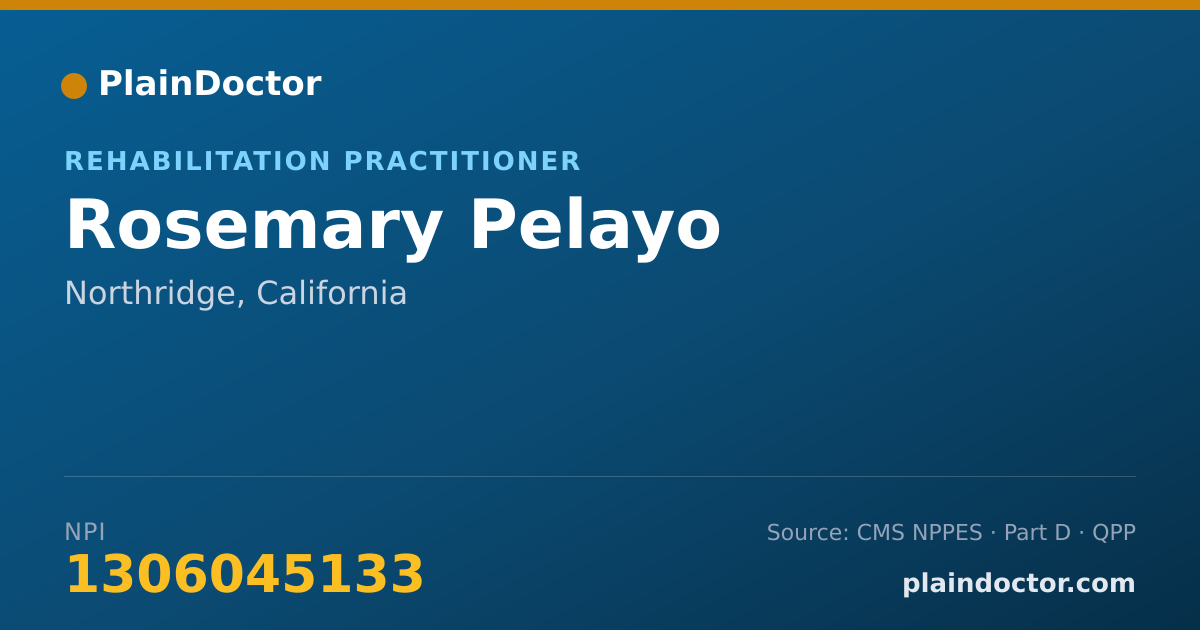 Shareable card for Rosemary Pelayo - Rehabilitation Practitioner, Northridge, CA