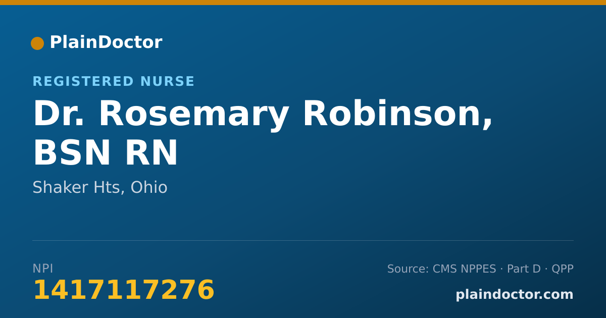 Shareable card for Rosemary Robinson, BSN RN - Registered Nurse, Shaker Hts, OH