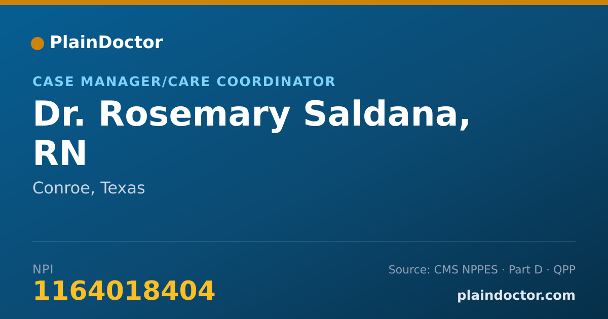 Shareable card for Rosemary Saldana, RN - Case Manager/Care Coordinator, Conroe, TX